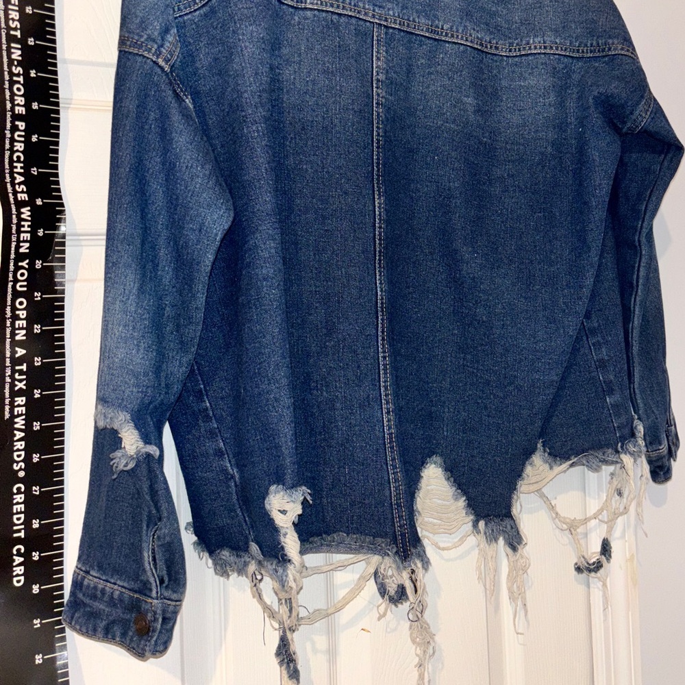 Distressed Denim Jacket brand new nwot rare thrashed ladies M - Picture 15 of 15